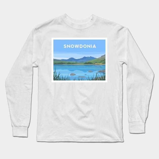 Snowdonia, Capel Curig and Llynau Mymbyr North Wales Long Sleeve T-Shirt by typelab